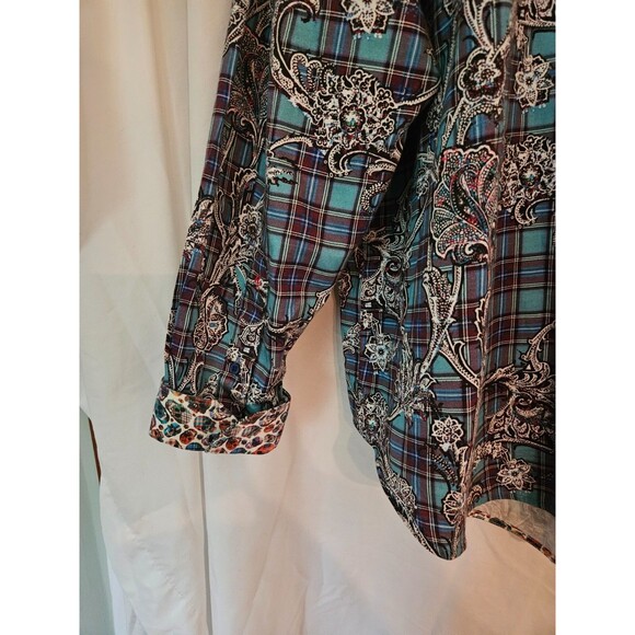 ROBERT GRAHAM Classic Fit Thrill Seeker Paisley Skulls Flip Cuff Shirt 1XLT - Picture 5 of 11